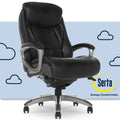 Serta Lautner Executive Home Office Desk Chair, Ergonomic High-Back with Adjustable Lumbar and Body Pillows, SmartLayers and ComfortCoils Technology, Mesh and Bonded Leather, Black and Gray