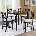 SESSLIFE Dining Table Set for 4, Counter Height Kitchen Table Set with Square Table and 4 Upholstered Chairs, Solid Wood Dining Room Set for 4, Space-Saving, Black & Oak