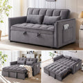 Anpport 3-in-1 Convertible Sleeper Sofa Bed, Pull-Out Loveseat Couch with Adjustable Back for Small Spaces, Velvet Fabric, 55, Dark Gray