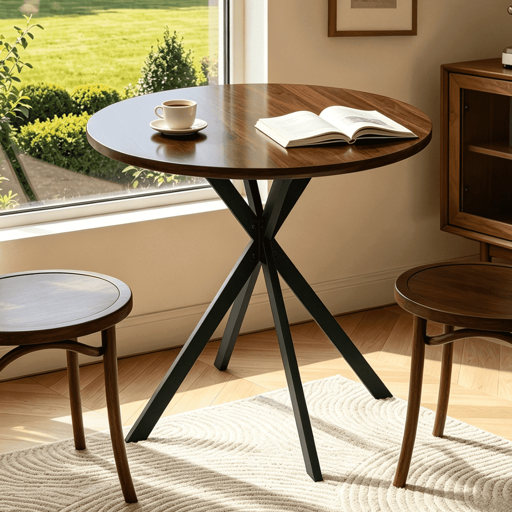 Small Round Dining Table for 2-4 People, 31.7 Modern Round Kitchen Table, Space-Saving Table for Living Dining Room, Coffee ,Apartment
