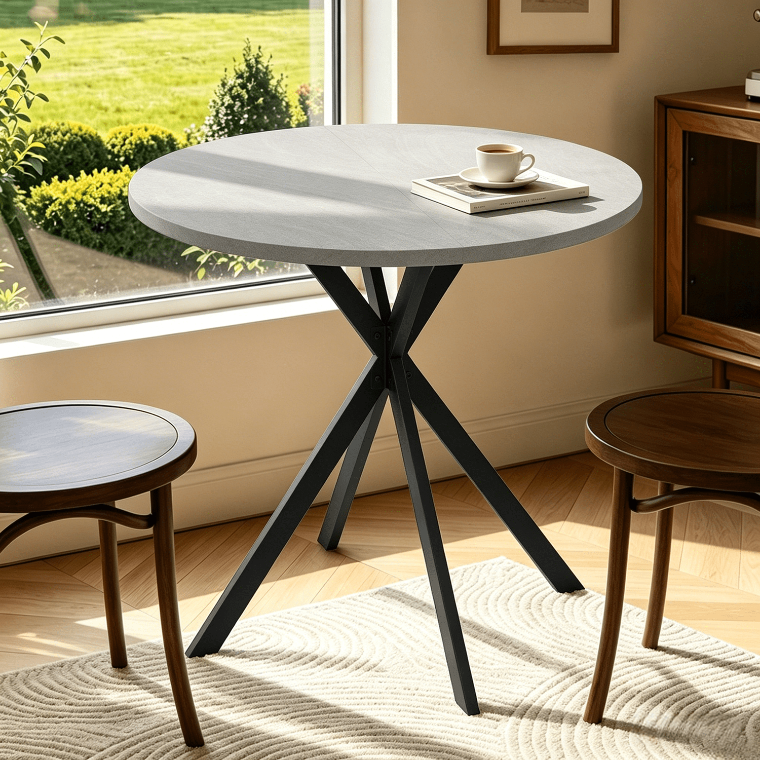 Small Round Dining Table for 2-4 People, 31.7 Modern Round Kitchen Table, Space-Saving Table for Living Dining Room, Coffee ,Apartment