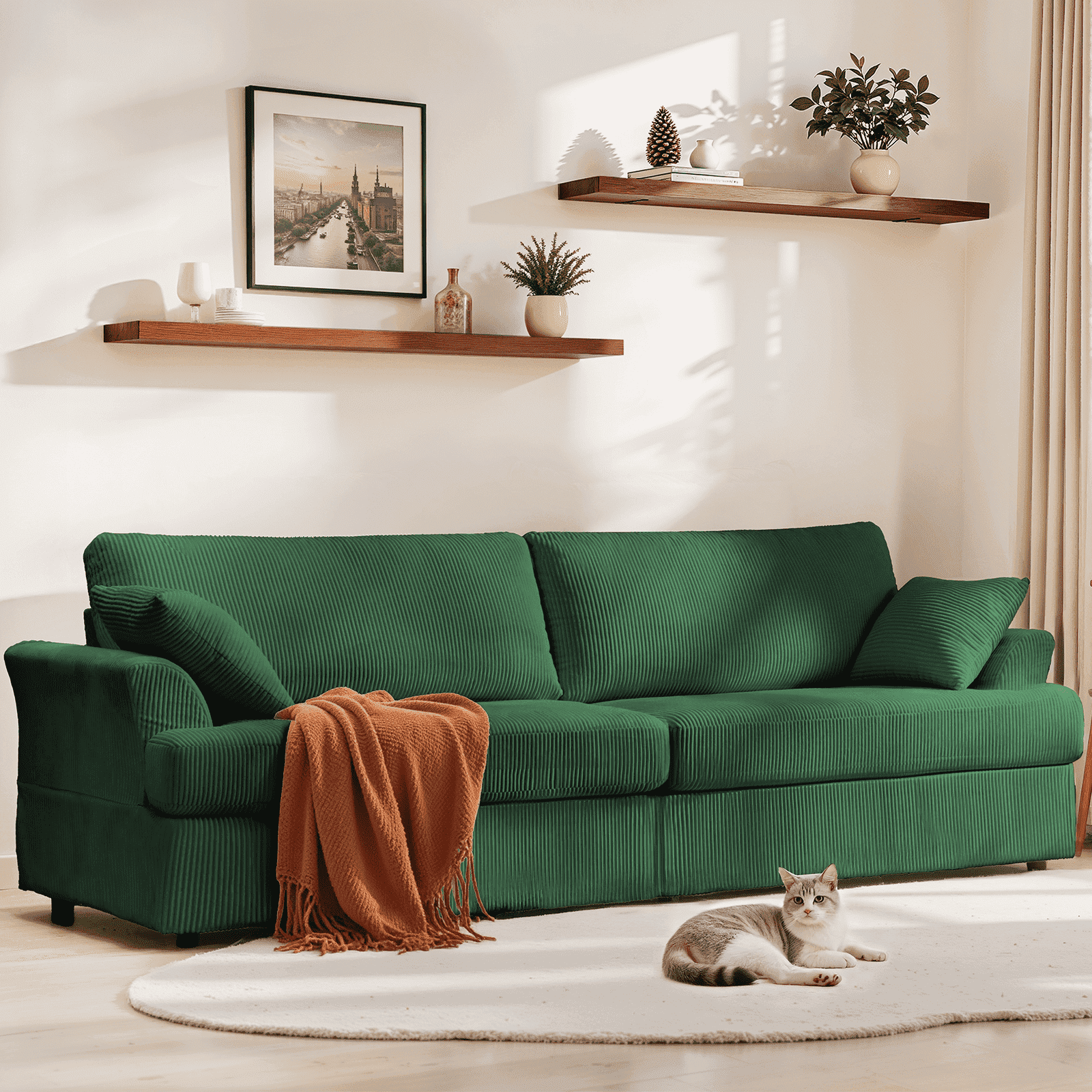 87 Sofa, Comfy Cloud Couch, Upholstered Couch for Living Room, Green