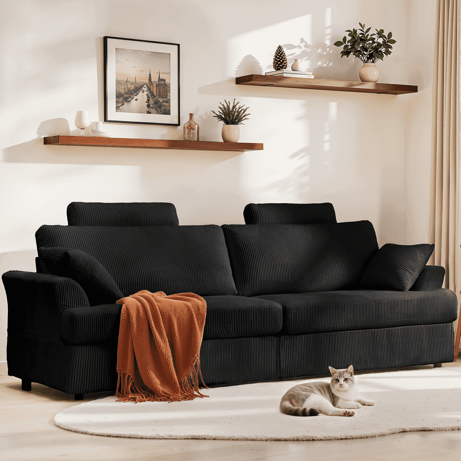 87 Sofa, Comfy Cloud Couch, Upholstered Couch for Living Room, Green