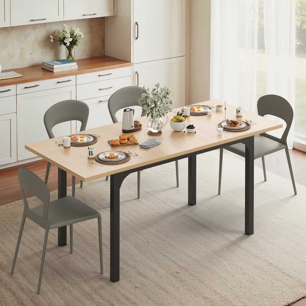 Someet Large Extendable Dining Table for 4-8, Modern Wood Space-Saving Extra Long Folding Kitchen Table for Dining Room, Natural