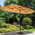 SUMMIT LIVING 13ft Large Patio Umbrella with Multi-Color LED Solar Lights Double-Sided Rectangular Outdoor Table Umbrella – Beige