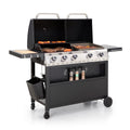 MF Studio 5-Burner Outdoor Propane Gas Grill and Griddle Combo BBQ Grill with Lid 54,000 BUT