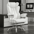 TMV Big and Tall Office Chair - High Back Ergonomic Desk Chairs for Adults with Wide Seat & Footrest,Lumbar Support Swivel Computer Chair for Home Office，White