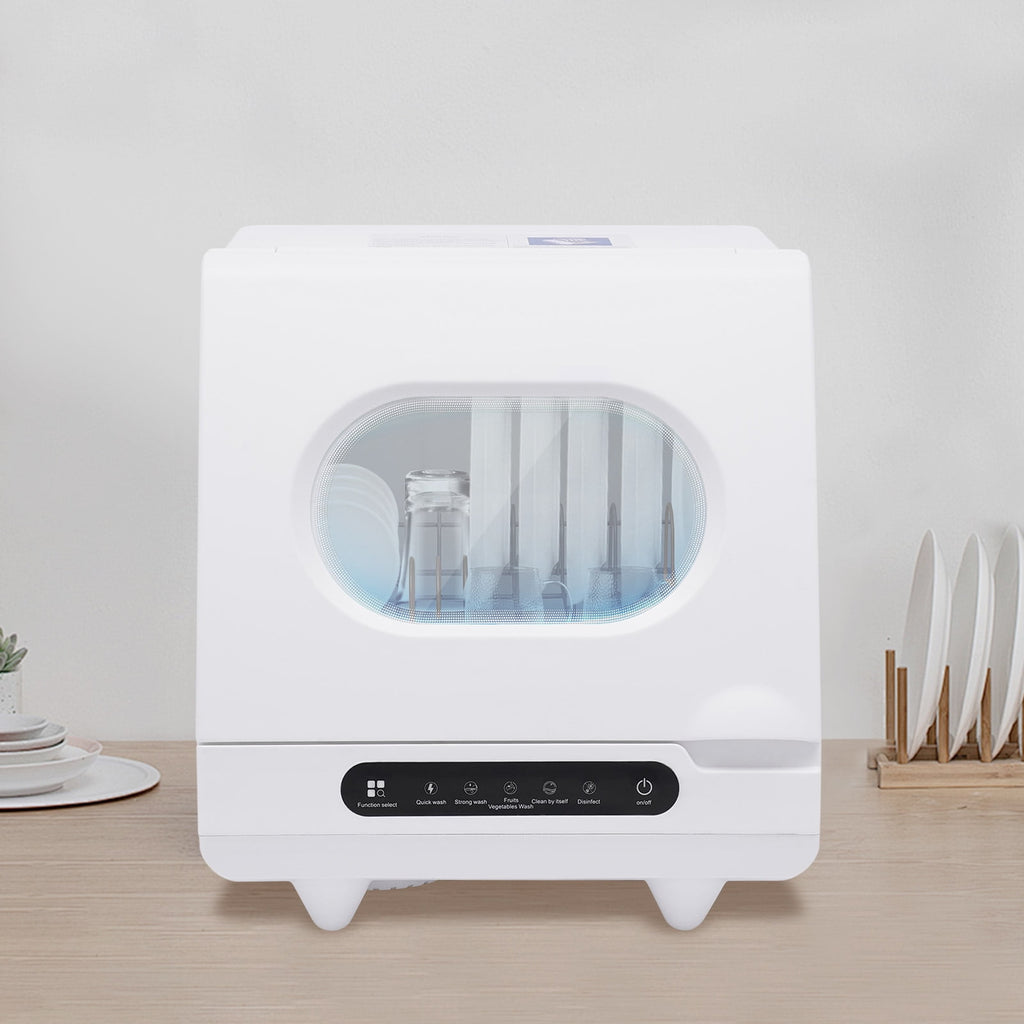 ToppiJoy Portable Countertop Dishwasher with 5 Washing Functions, Quick Wash, Sterilization & Energy-Saving Design – Ideal for Small Kitchens, Apartments, and Family Homes