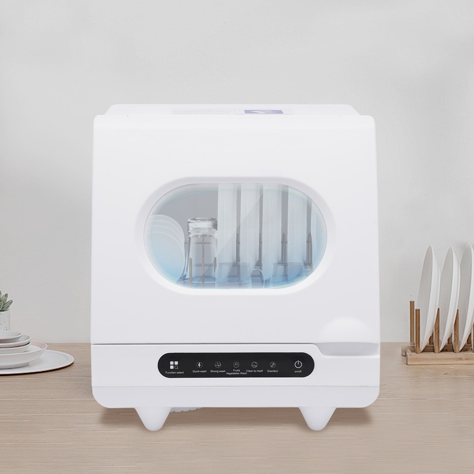 ToppiJoy Portable Countertop Dishwasher with 5 Washing Functions, Quick Wash, Sterilization & Energy-Saving Design – Ideal for Small Kitchens, Apartments, and Family Homes
