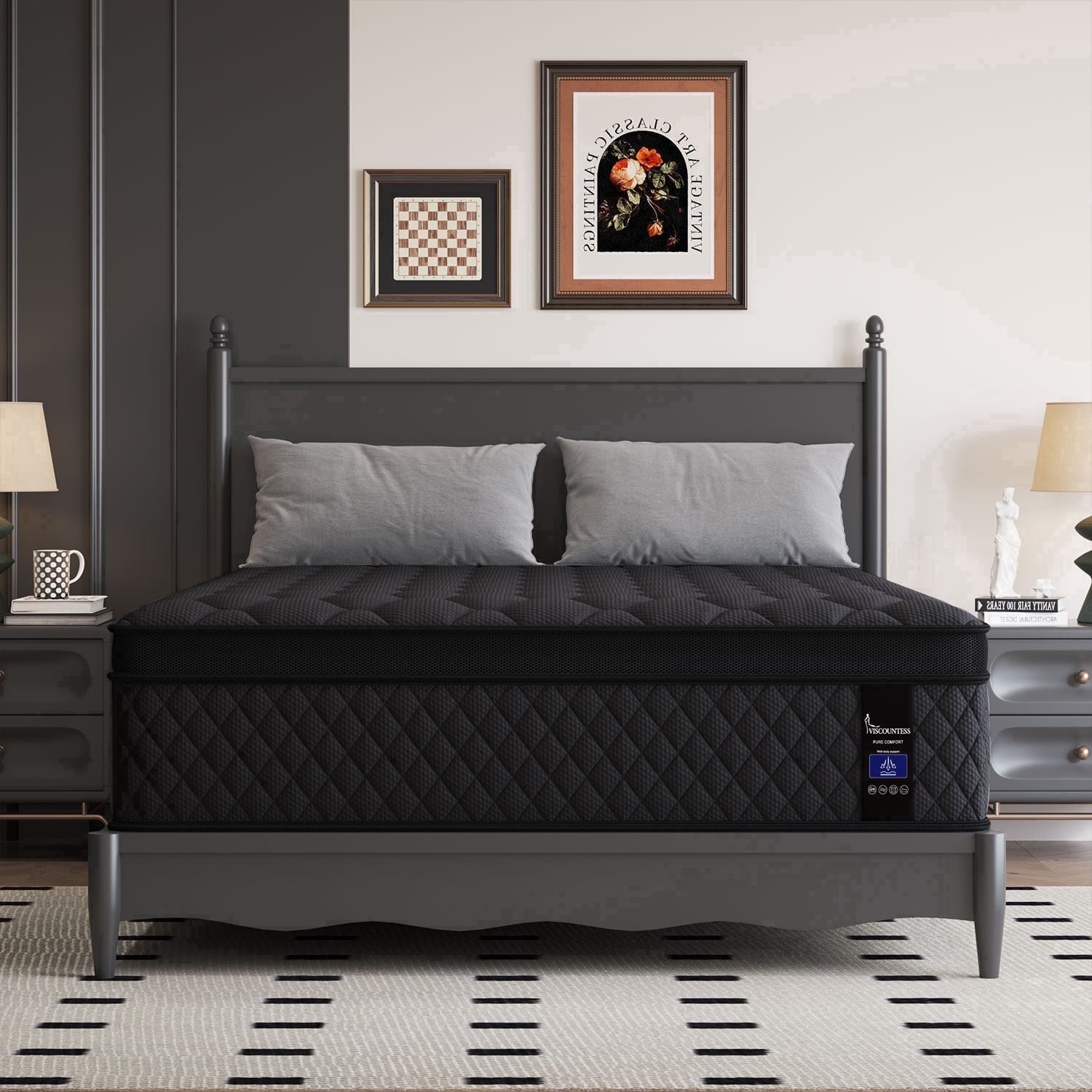 Viscountess 12 Inch Full Mattress Eurotop with Gel Memory Foam Hybrid Mattress in a Box Individually Wrapped Pocket Coils Innerspring Motion Isolation Edge Support