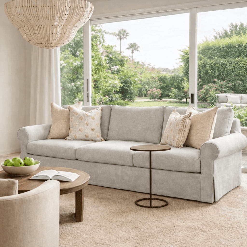 Vorthio 3-Seater Farmhouse Sofa, Deep Seat Couch with High Back Support, Removable Washable Cover, Grey