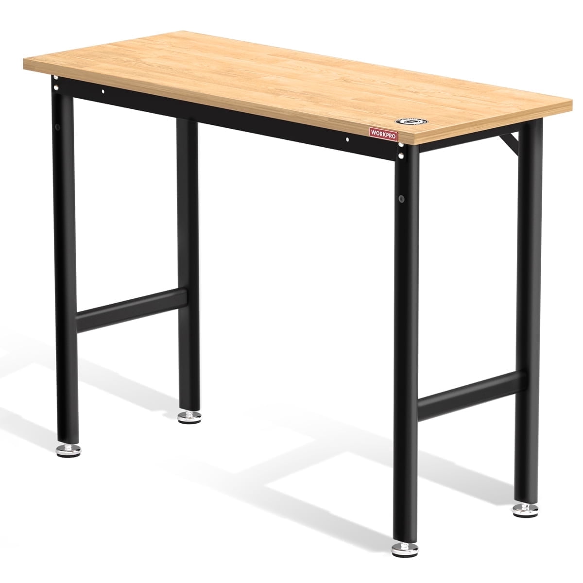 WORKPRO 60” x 24 Adjustable Workbench 1500 LBS Load Capacity Hardwood Worktable with Power Outlets, Leveling Foot