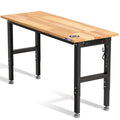 WORKPRO 60” x 24 Adjustable Workbench 1500 LBS Load Capacity Hardwood Worktable with Power Outlets, Leveling Foot
