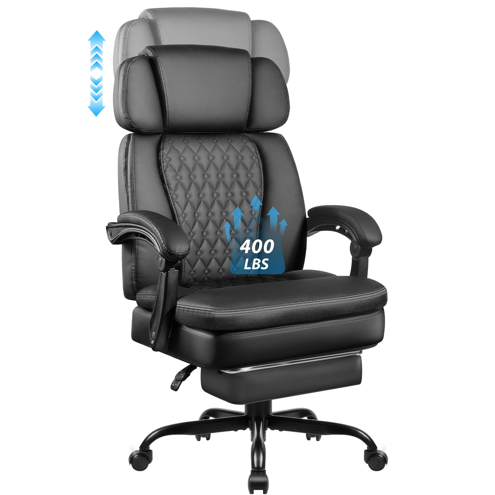 Waleaf Office Chair with Footrest,90-165°Reclining Ergonomic High Back Computer Desk Chair Lumbar Support for Home Office