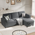 Walsunny 69 Convertible Sectional Sofa Couch with Storage Ottoman,L Shaped Sofa with Removable Pillows & Linen Fabric, Modern 3-Seat Couch with Reversible Storage Chaise,Dark Gray