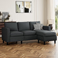 Walsunny 73.6 Convertible Sectional Sofa Couch, L-Shaped 3-Seat Sofa Couch with Reversible Chaise for Small Space,Dark Gray