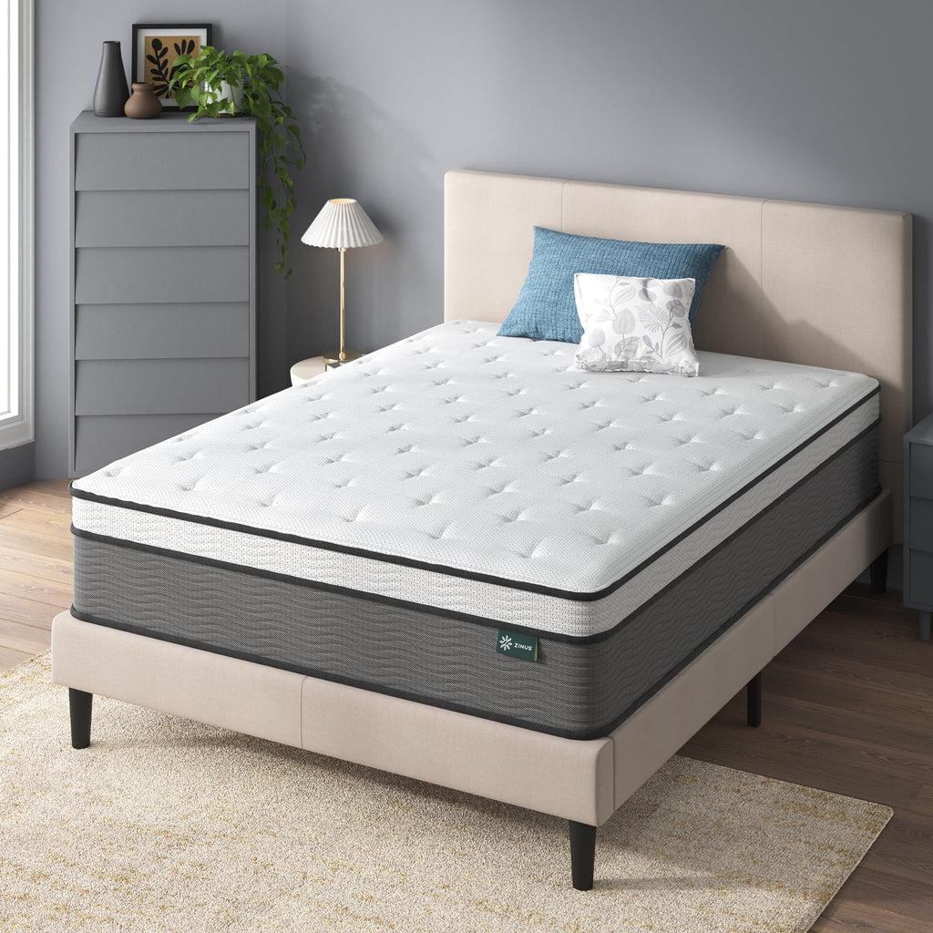 Zinus True Support 14 Full Euro Top Medium Hybrid Mattress with Comfort Foam and Pocket Springs