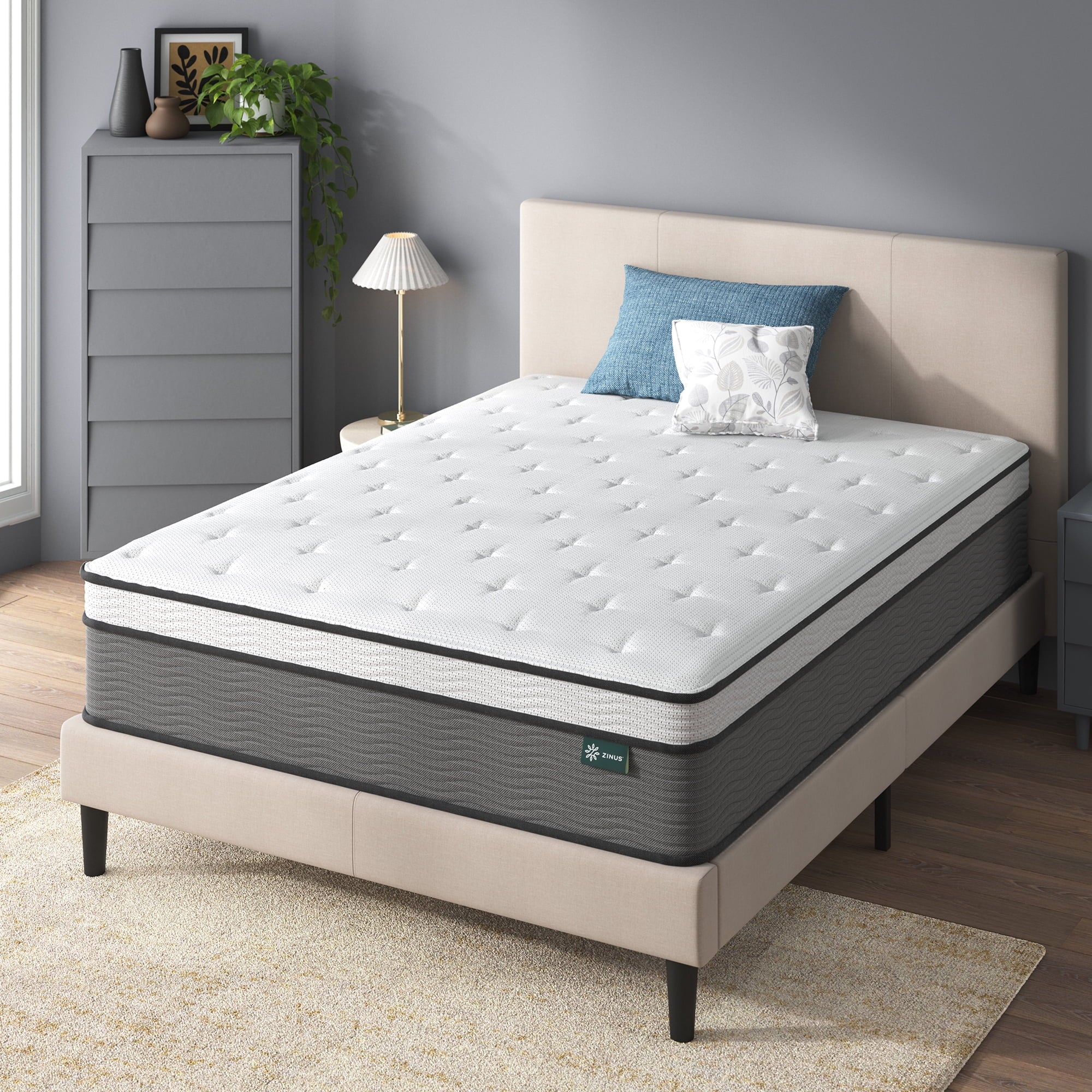 Zinus True Support 14 Full Euro Top Medium Hybrid Mattress with Comfort Foam and Pocket Springs
