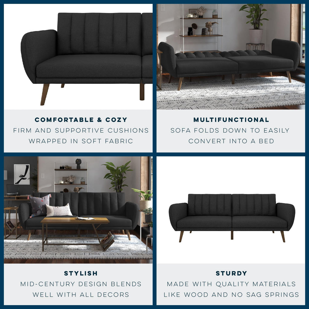 Novogratz Brittany Futon, Blue Linen