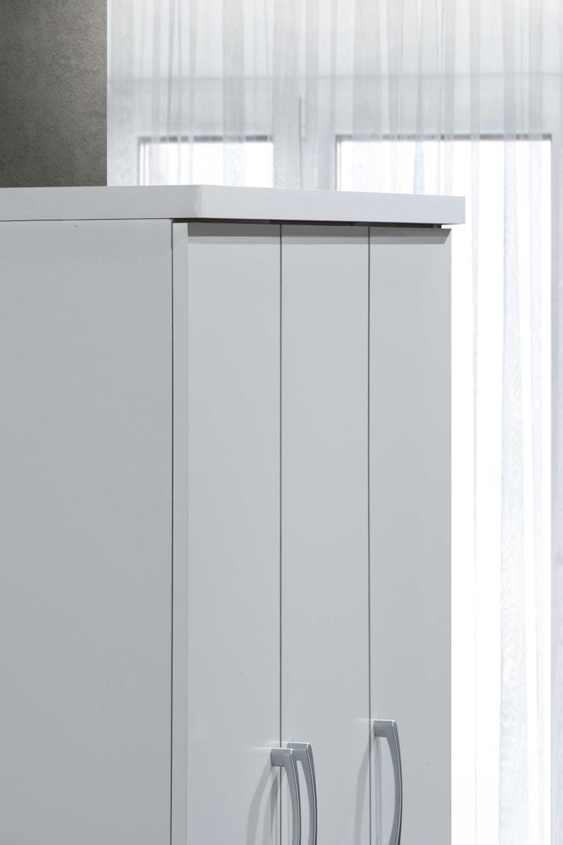 Hodedah 3 Door Bedroom Armoire with Drawers, White Finish