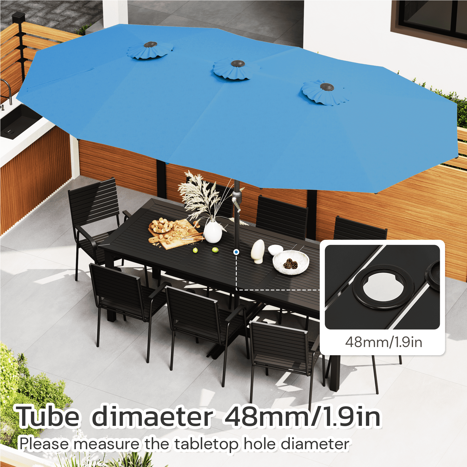 AECOJOY 10x10ft Outdoor Cantilever Patio Umbrella with Base, 360° Tilt & Rotate, Beige