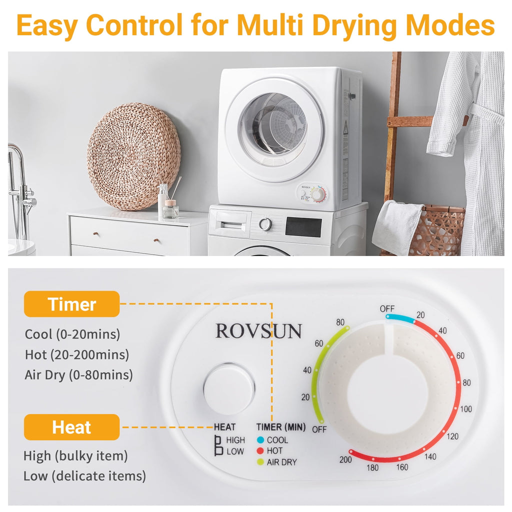 RovSun 110V White Stainless Steel Electric Tumble Dryer