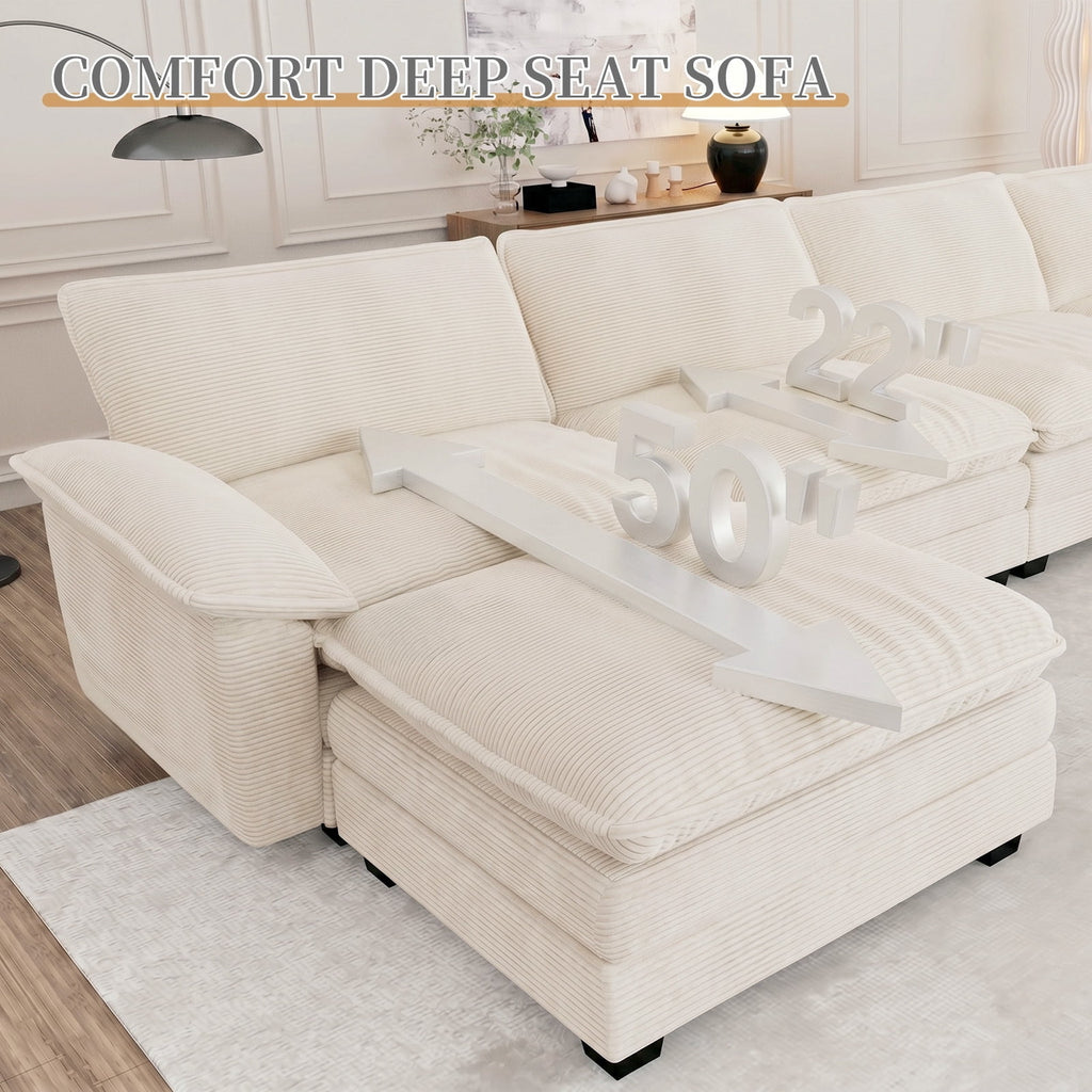Muumblus 80.5 Corduroy Loveseat Sofa, Oversized Upholstered 2-Seater Fluffy Cloud Sleeper Couch for Living Room/Apt, Pink