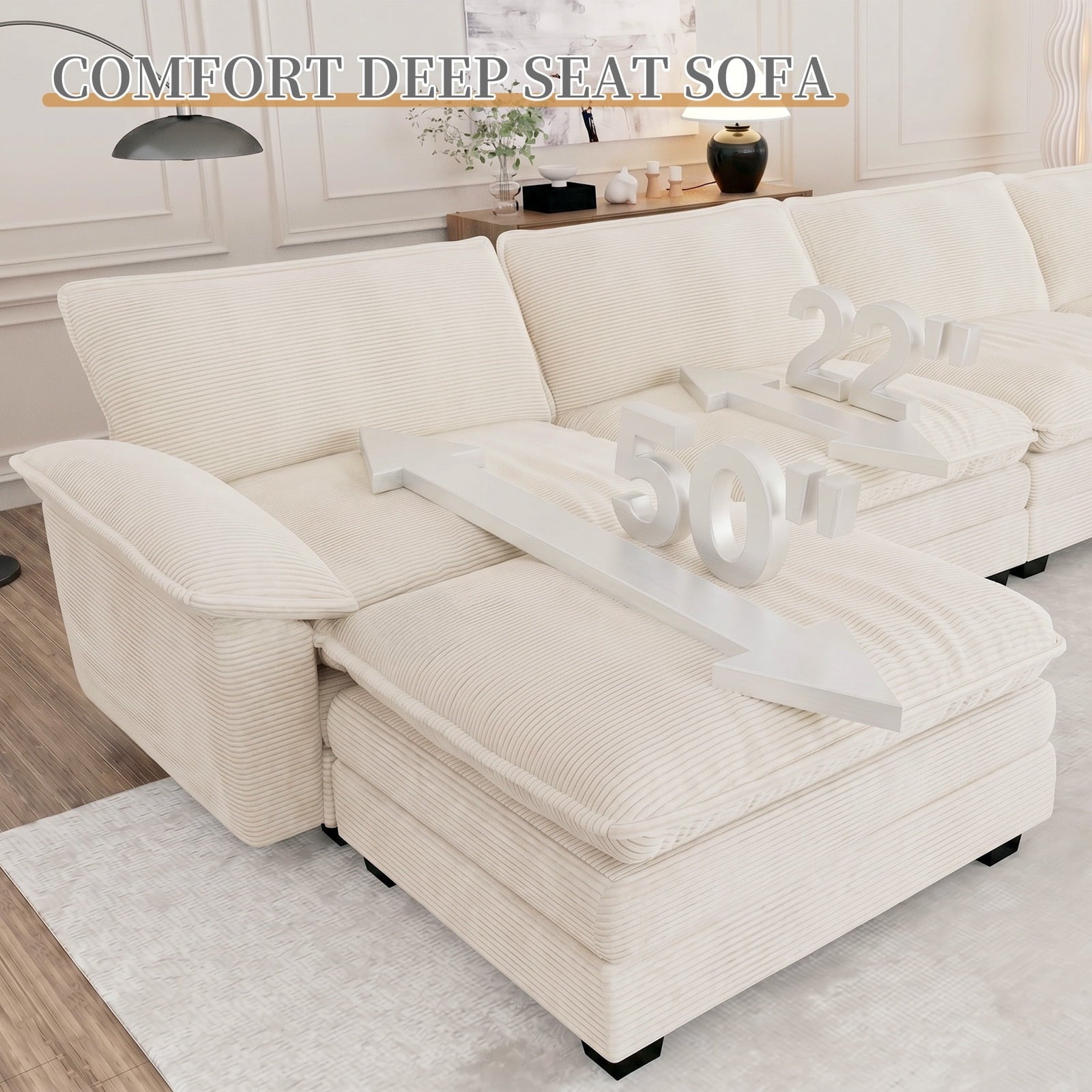Muumblus 80.5 Corduroy Loveseat Sofa, Oversized Upholstered 2-Seater Fluffy Cloud Sleeper Couch for Living Room/Apt, Pink