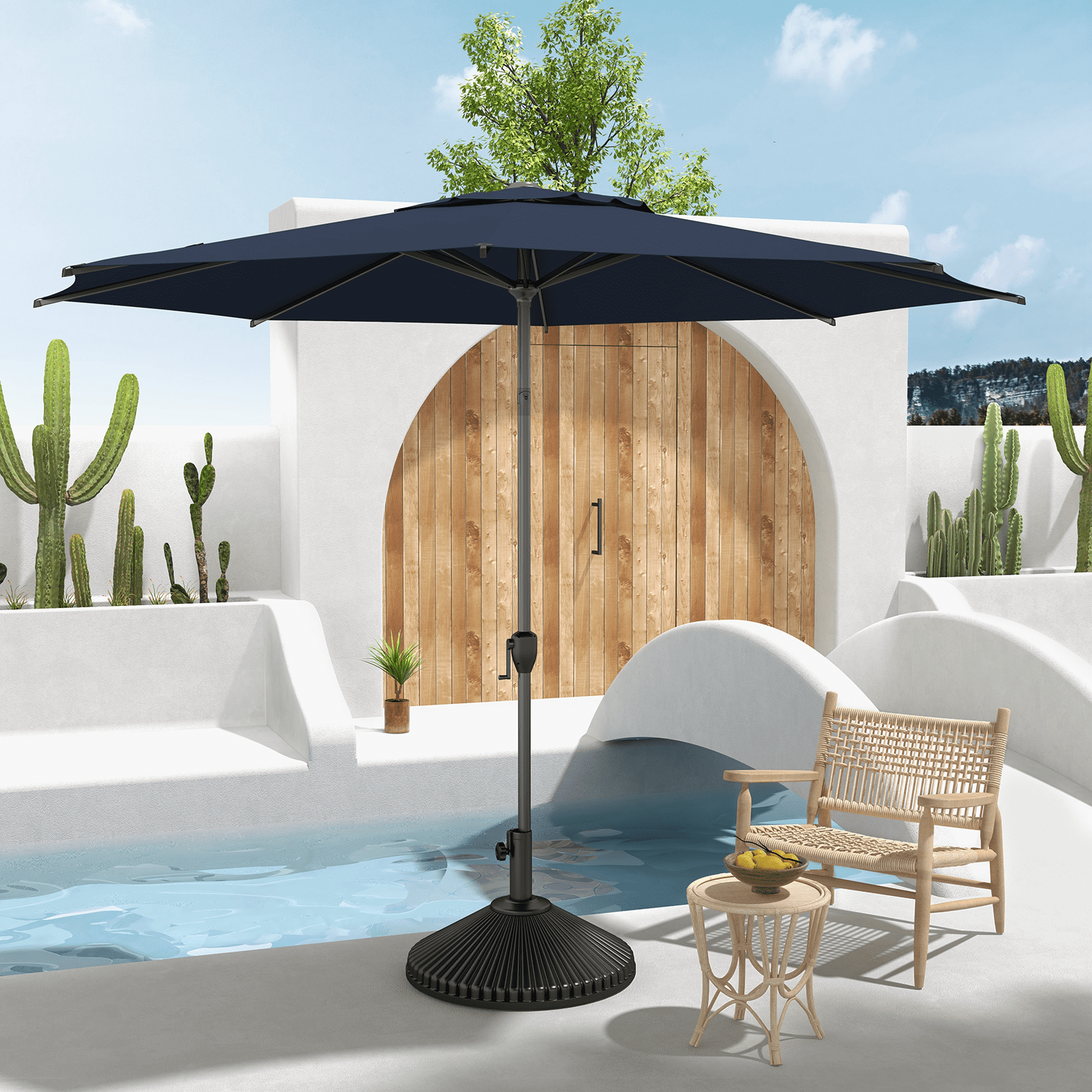 Abba Patio 11’ Vienna Offset Hanging Outdoor Cantilever Patio Umbrella, Beige