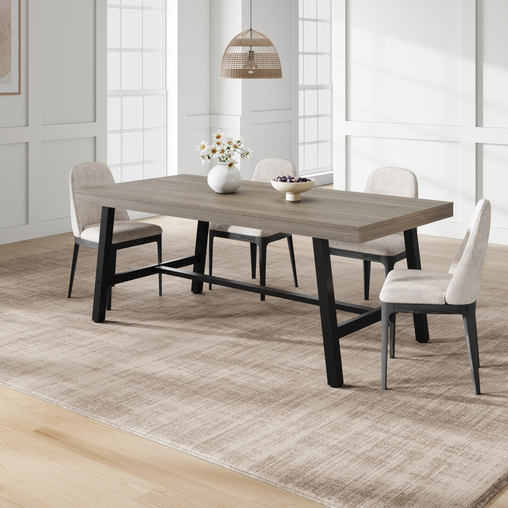 70.87 Inch Long Large Rectangle Dining Table for 6-8 People, Modern Kitchen Dining Room Table with Rustic Wooden Tabletop & Strong Metal frame(Only Gray Walnut Table)