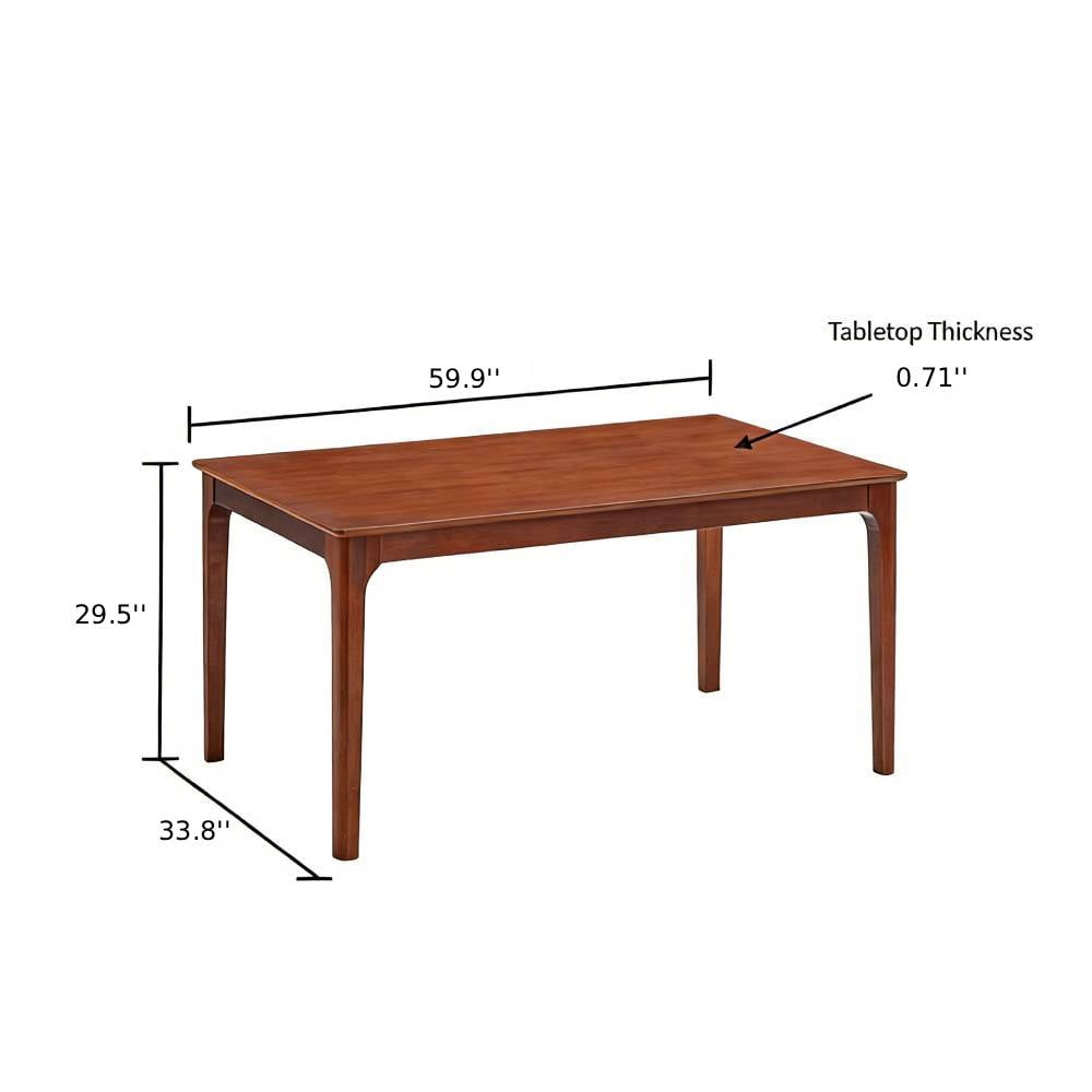 ACTU 57.9 Rectangular Wood Dining Table, Mid-Century Kitchen Table for Dining Room, Walnut