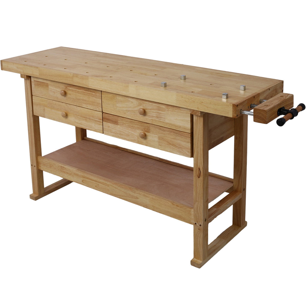 55-Inch Wood Workbench - Wooden Workbench for Garage Workshop and Home,