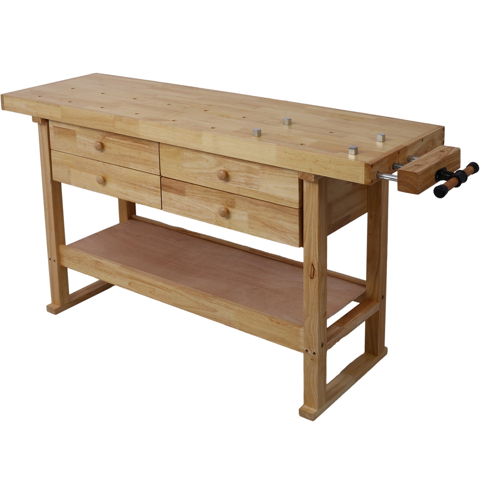 55-Inch Wood Workbench - Wooden Workbench for Garage Workshop and Home,