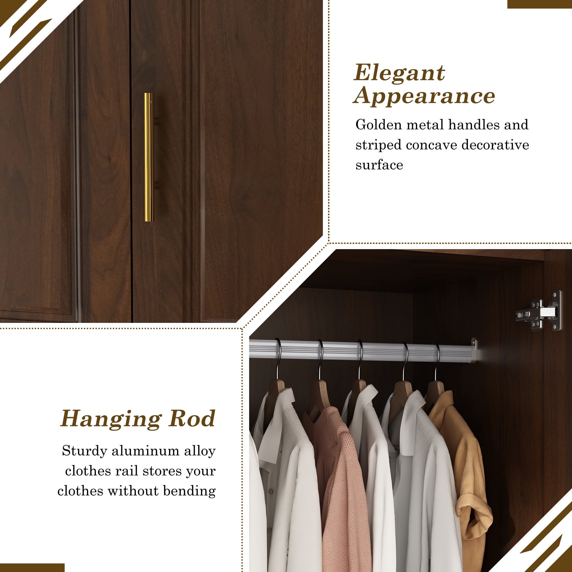 ChVans 3 Door Armoire Wardrobe Closet with Top Cabinet and Mirror, 94.5'' LED Wardrobe Armoire with 3 Drawers, Hanging Rod & Multi-Layer Shelves for Bedroom, Black