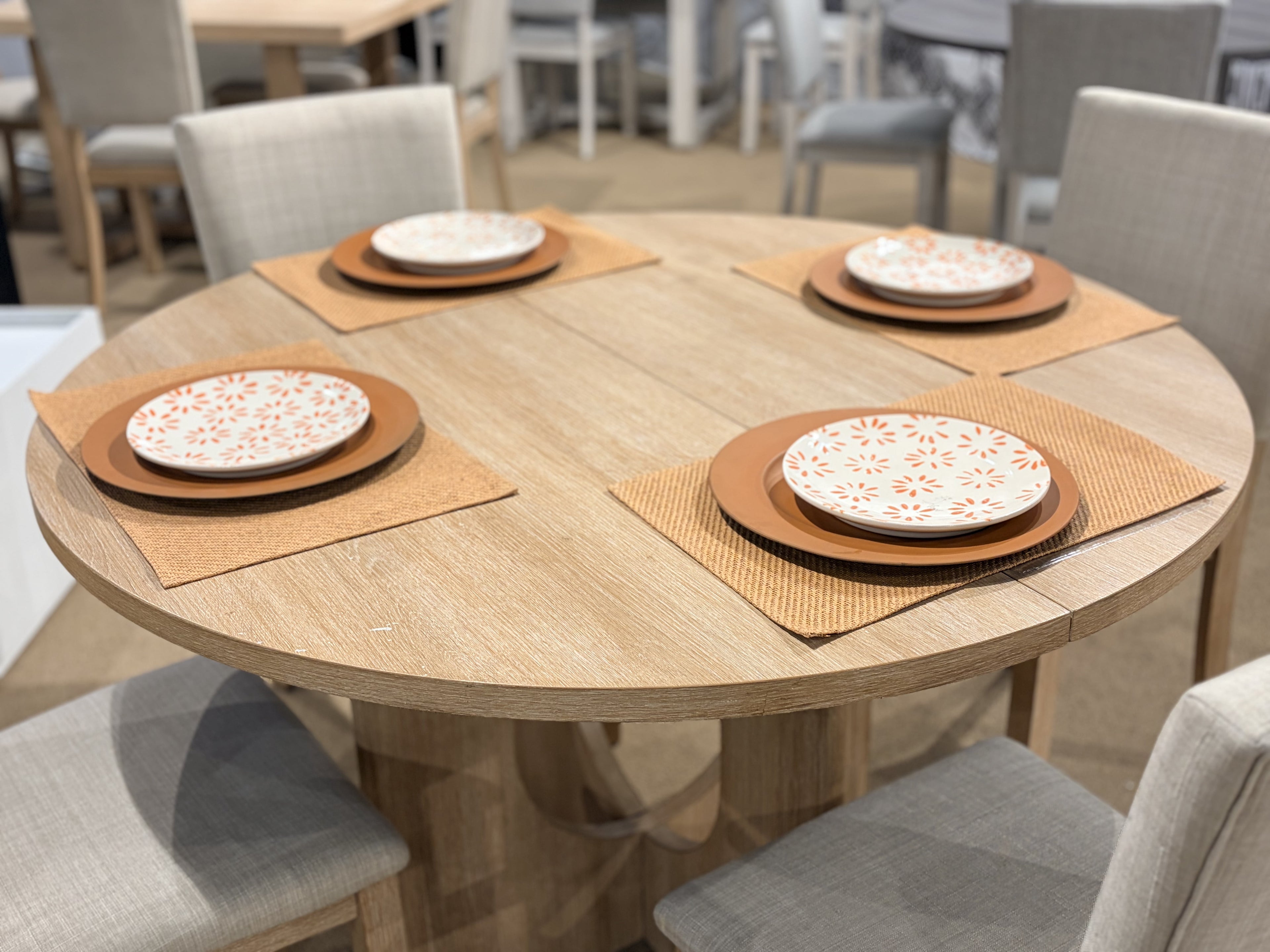 Leovanni Modern 48 5-Piece Solid Wood Dining Table Set with 4 Upholstered Chairs, Rectangular Kitchen & Dining Room Set, Natural