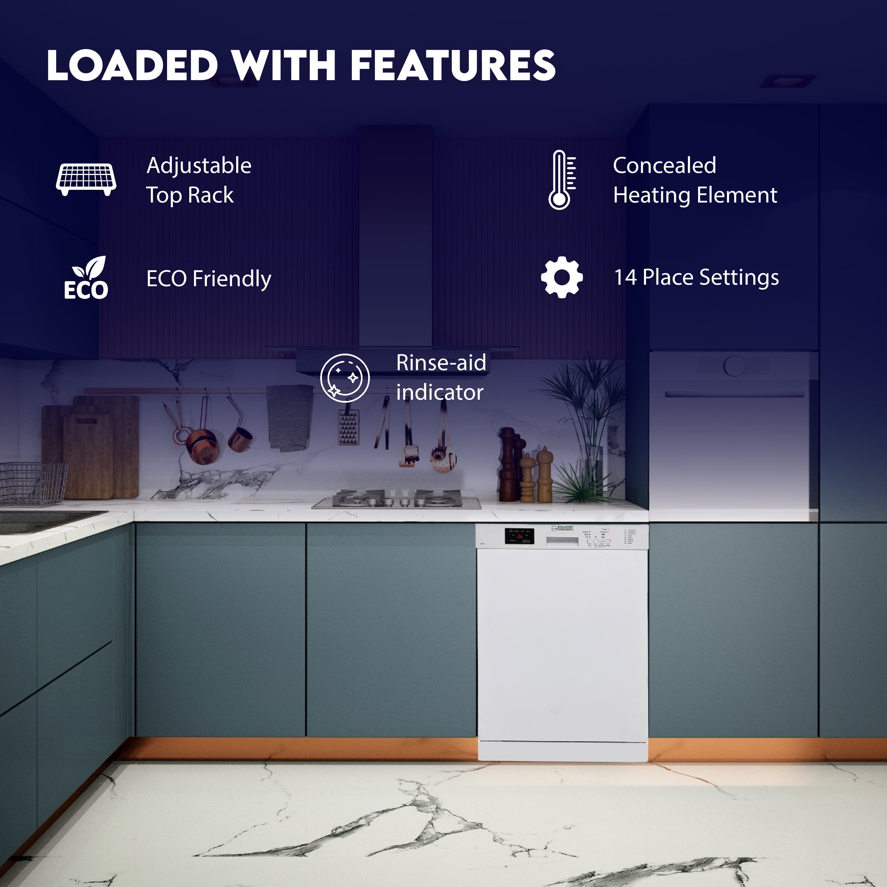 Equator Europe 24 Built in 14 place Dishwasher in White