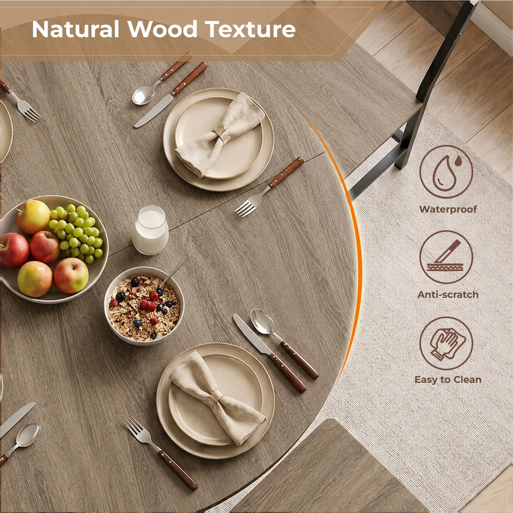 Gasee Dining Table, 43 Round Dining Table, Solid Wood Thickened Table Top Kitchen Dining Table,Dining Table for Dining Room, Home(Only Table),Rustic Brown