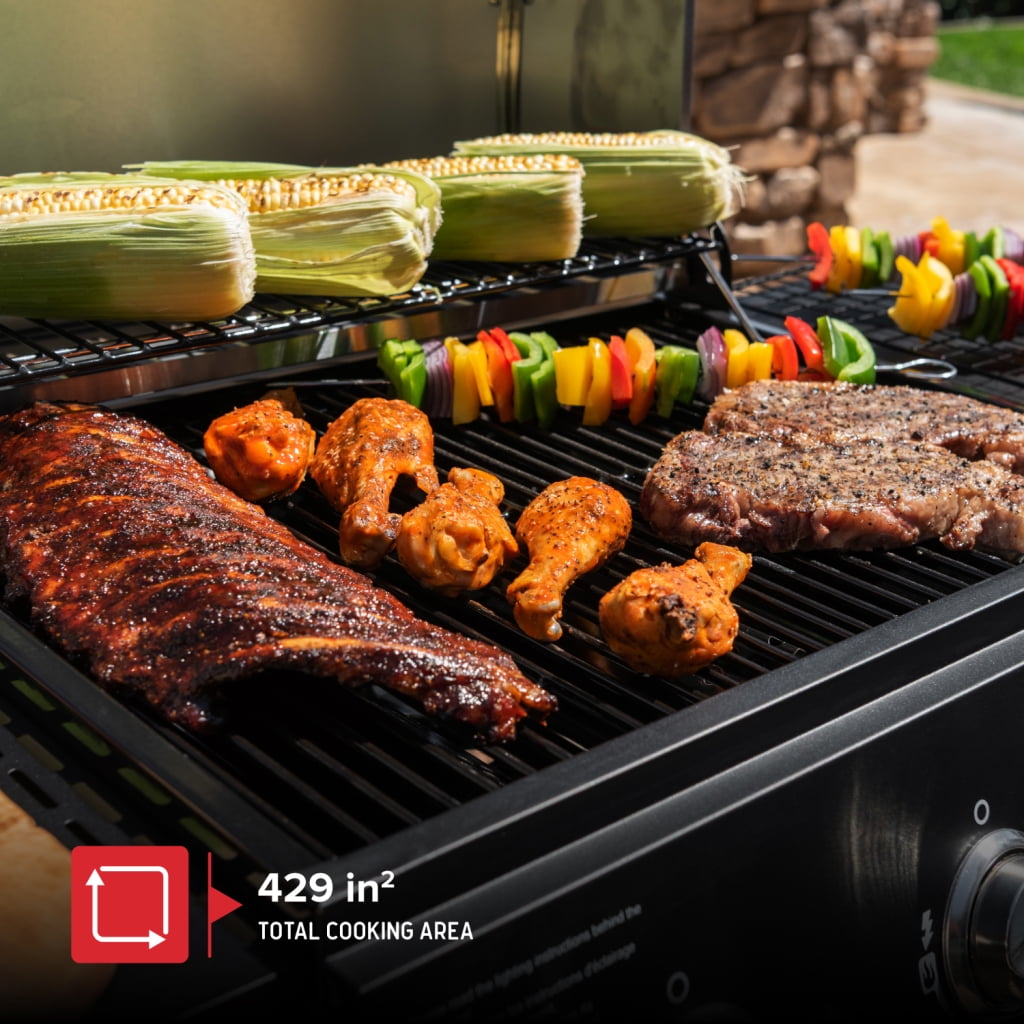 Nexgrill 3-Burner Propane Gas Grill with Side Burner, 52,000BTUs, 418 SQ. In. Cooking Space, BBQ Grill with Durable Steel Lid & Control Panel for Outdoor Cooking, Patios, and More - 720-0925S