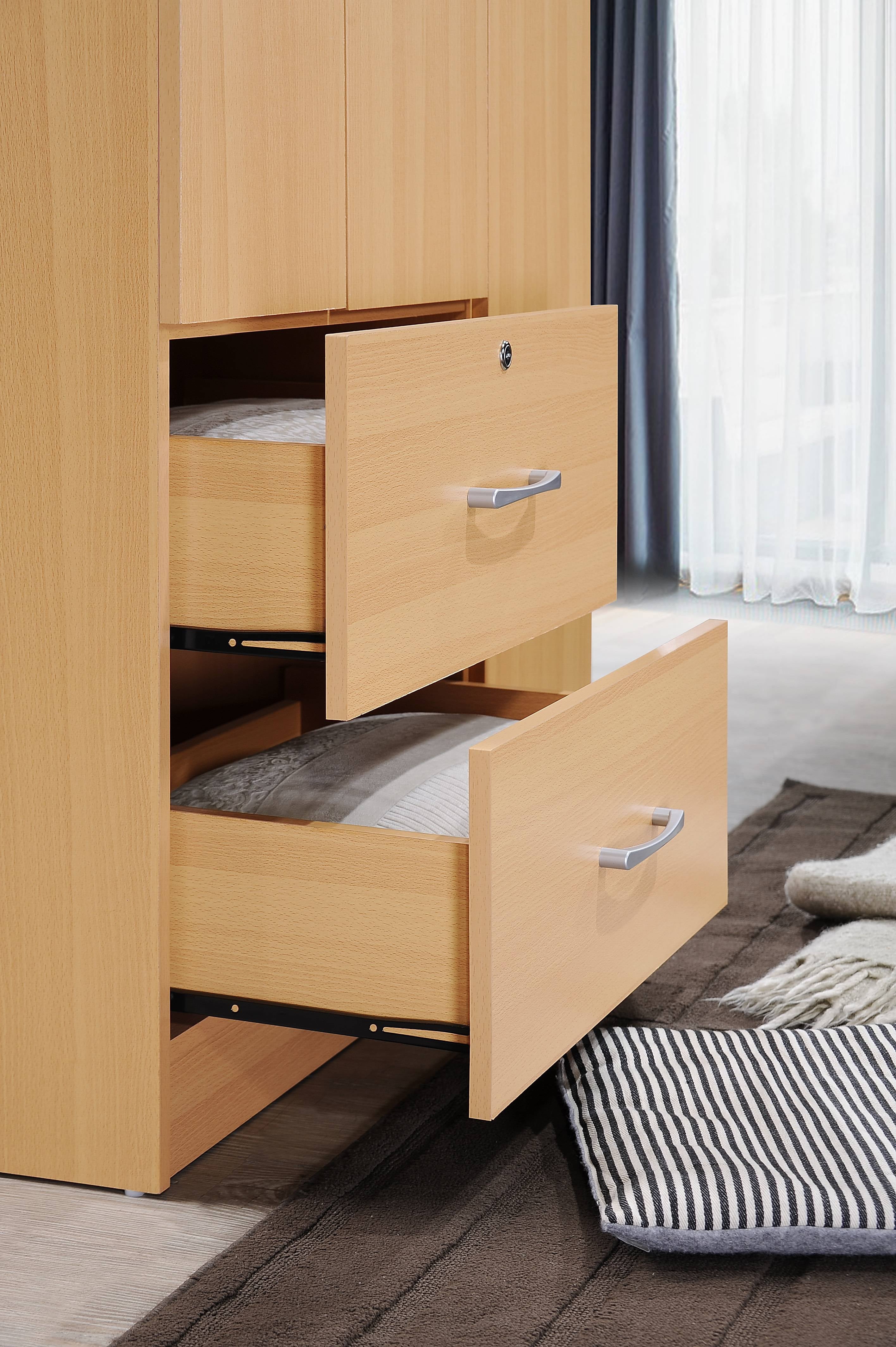 Hodedah 3 Door Bedroom Armoire with Drawers, White Finish
