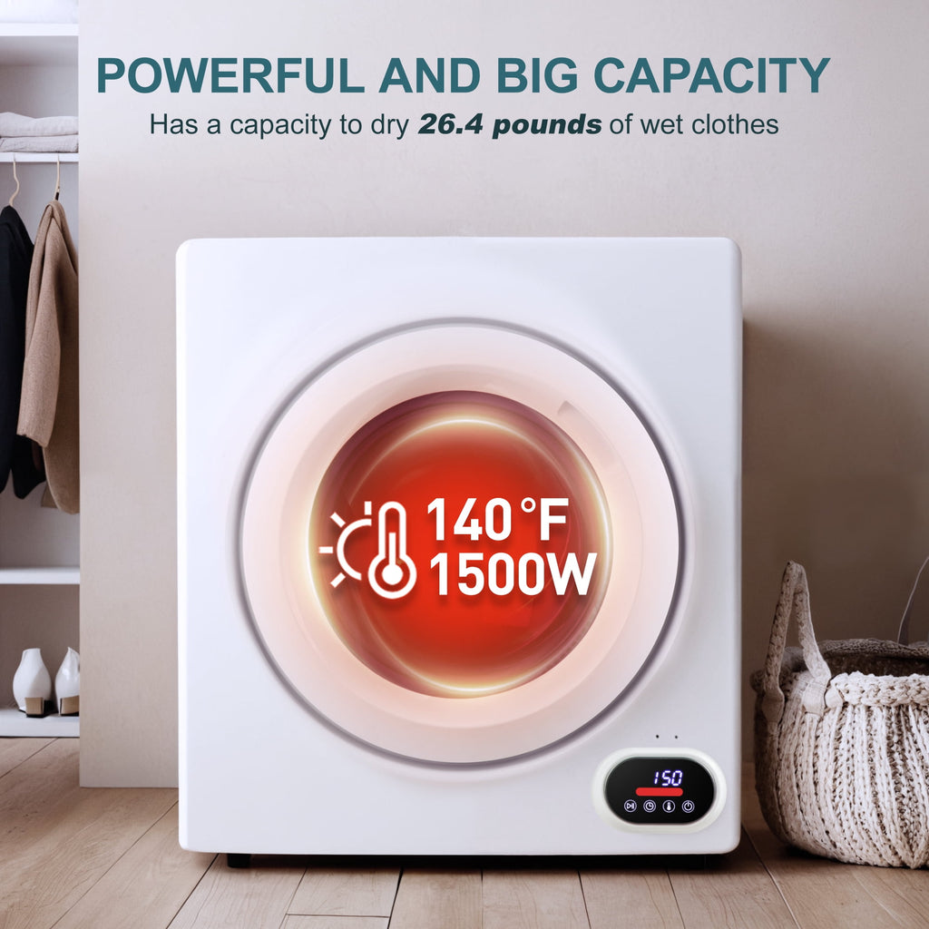 Simzlife 1.6 Cu. ft. Portable Clothes Dryer, Electric Compact Dryer Machine, 19.5 in W, 23.6 in H