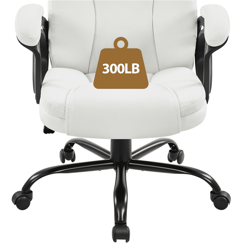 Alden Design Faux Leather Swivel Office Chair with Ergonomic High Back for Home Office, Black