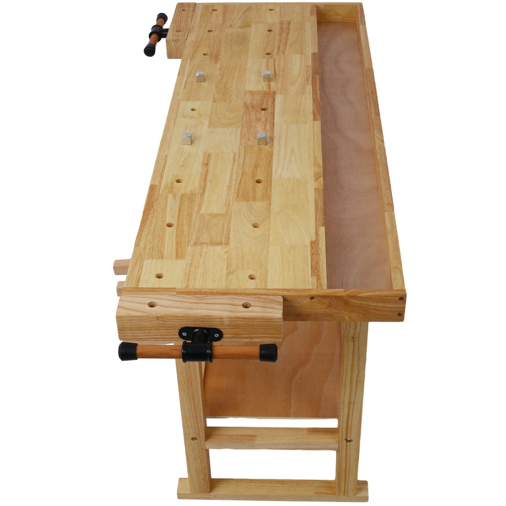 55-Inch Wood Workbench - Wooden Workbench for Garage Workshop and Home,
