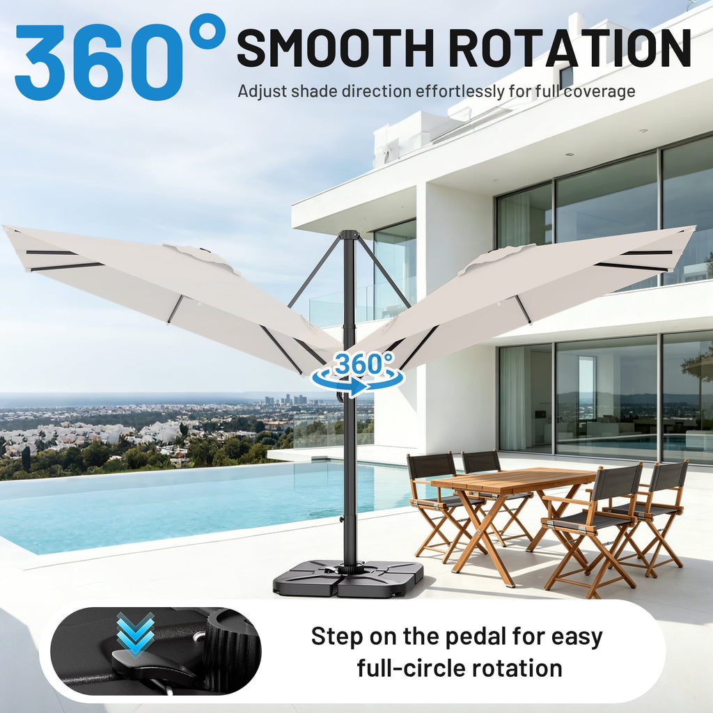 Easthome 10 × 10FT Square Cantilever Patio Umbrella, 360° Rotating Offset Umbrella with Crank, 8 ribs, Outdoor Hanging Roman Umbrella for Garden Deck Backyard, Red
