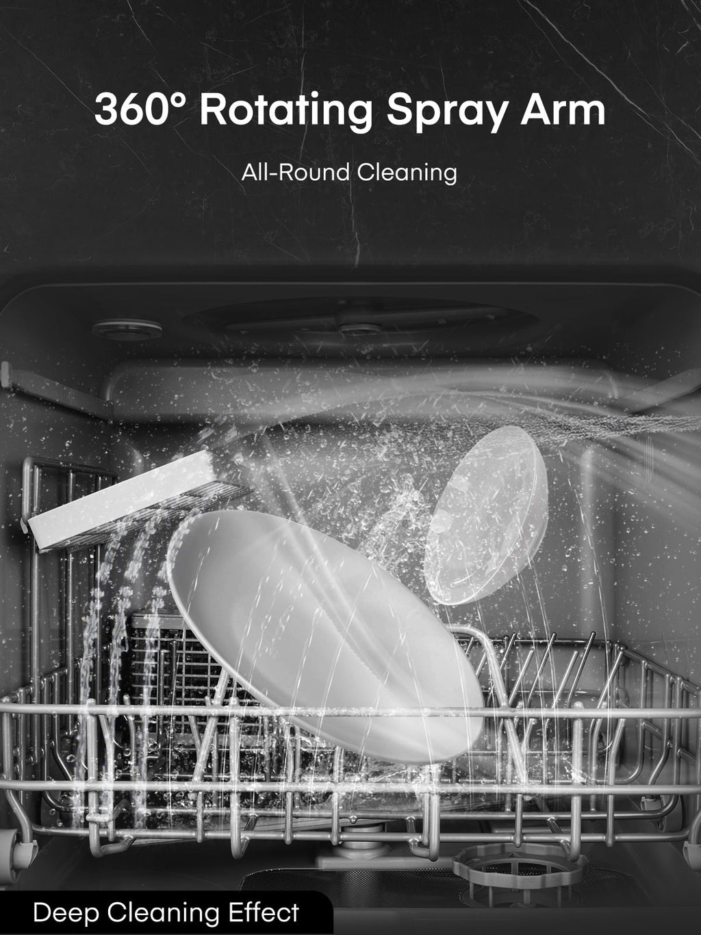 FOHERE Countertop Dishwasher with 6H Delay Cleaning, Portable Dishwasher w/5L Built-in Water Tank, 6 Programs, 360°Dual Spray, High-Temp