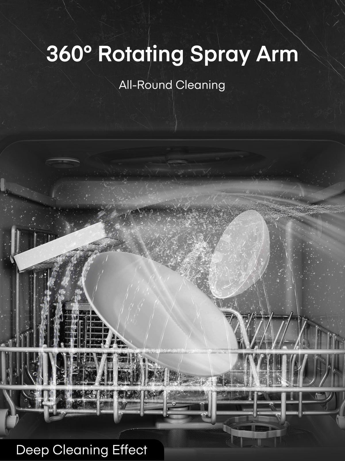 FOHERE Countertop Dishwasher with 6H Delay Cleaning, Portable Dishwasher w/5L Built-in Water Tank, 6 Programs, 360°Dual Spray, High-Temp
