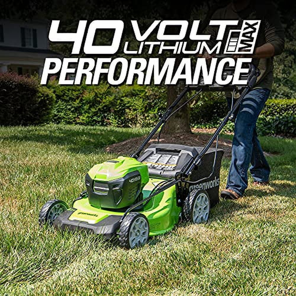 Greenworks 40V 21 Brushless Self-Propelled Lawn Mower, 2 x 4Ah USB (Power Bank) Batteries and Charger Included MO40L4413