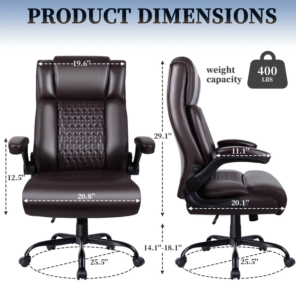BOSSIN 400lbs Executive Office Chair with Foot Rest, Ergonomic Heavy Duty Big and Tall Desk Chair with Adjustable Headrest, High Back PU Leather Comfy Computer Chair