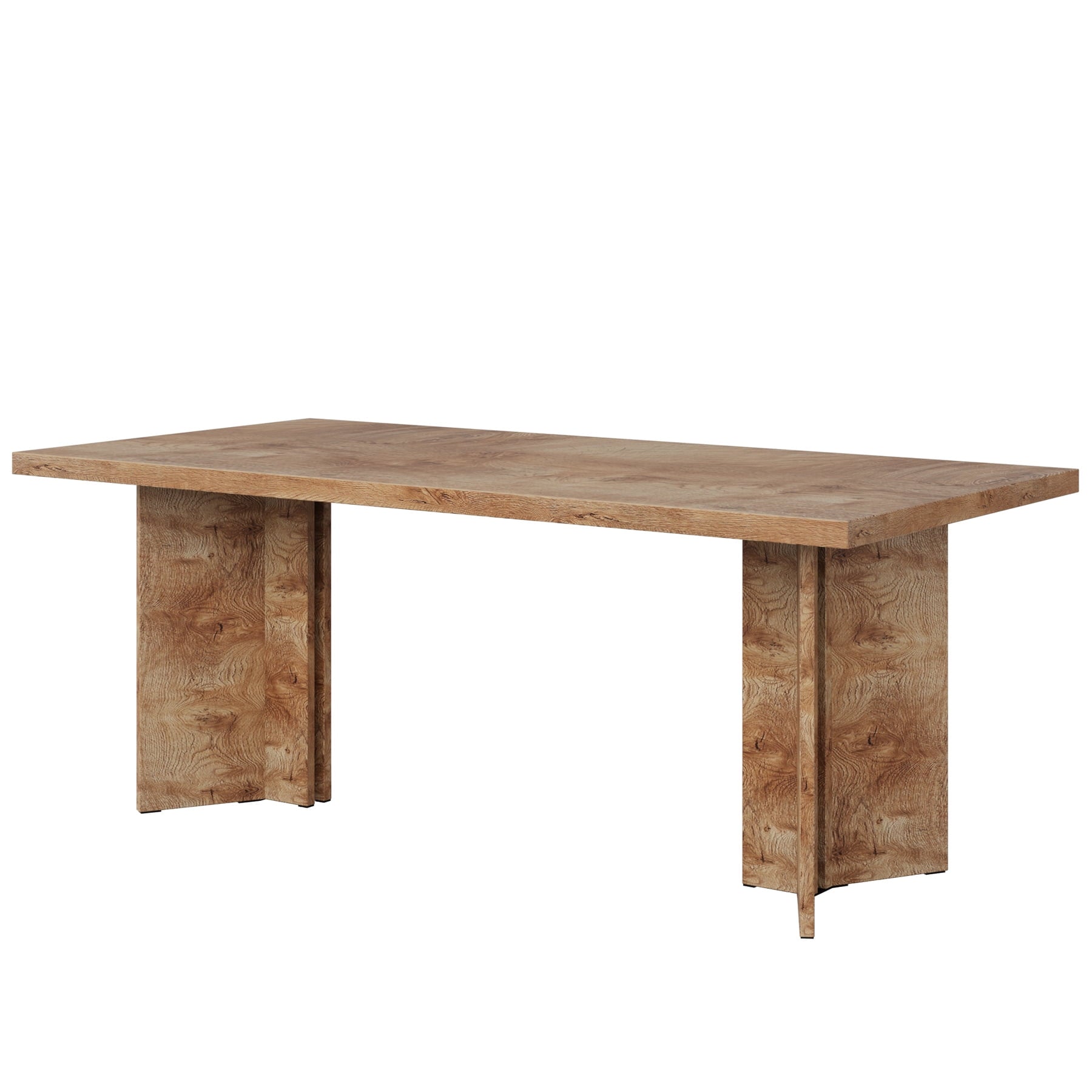 Fnova 63 Rectangular Modern Dining Table, Wooden Modern Kitchen Table for 6 People for Dining Room, Warm Brown (Chairs Not Included)