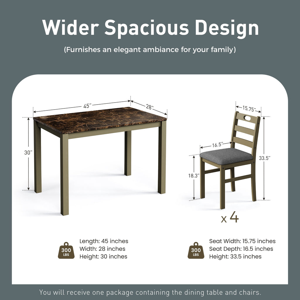 Alpha Joy Farmhouse Dining Table Set for 4 Solid Wood Kitchen Chairs and Table Set, Walnut & White