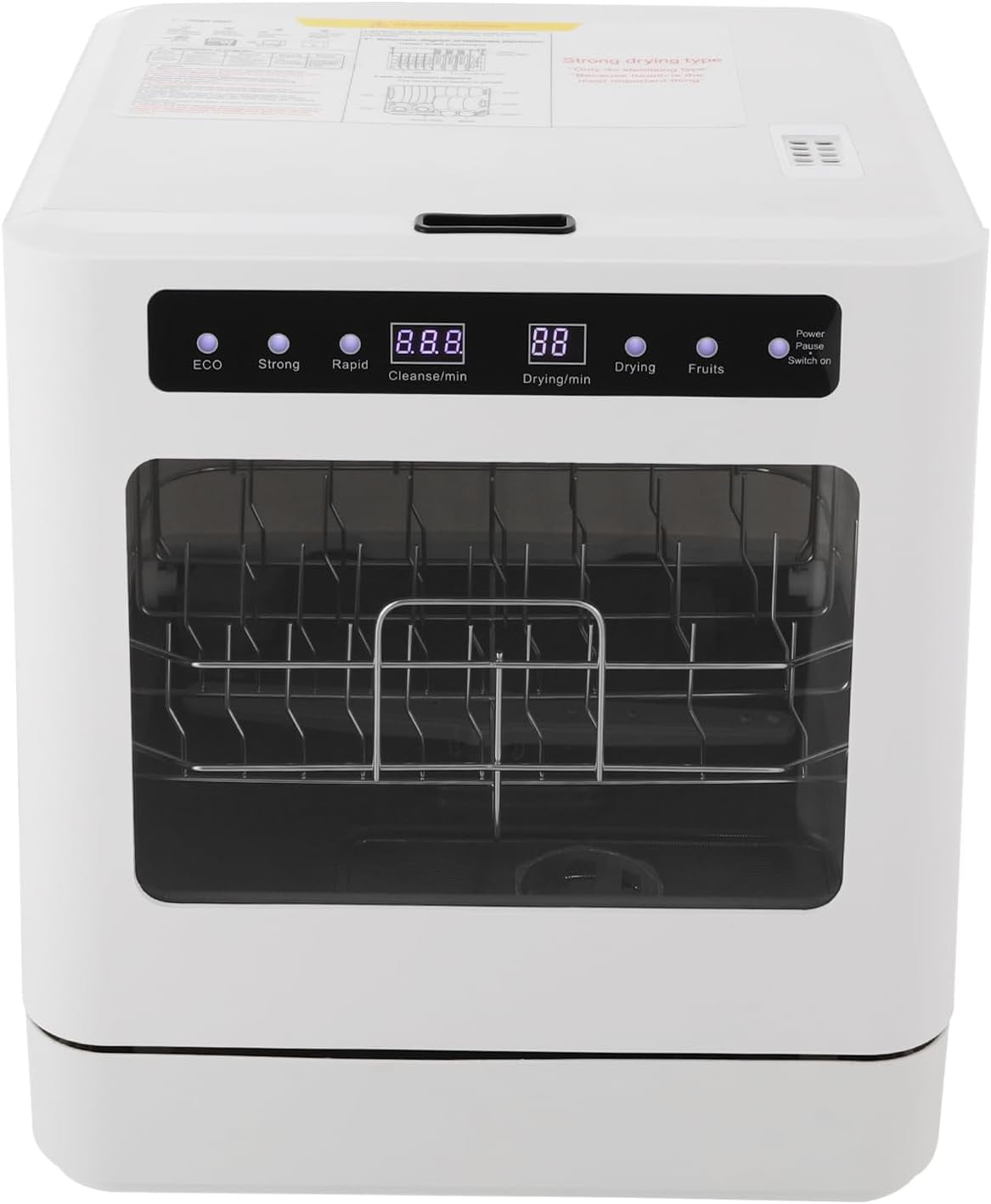 FOGGBET Countertop Dishwasher 800W White Compact Dishwashers with 4 Washing Programs, 360-Degree Spraying Wash Kitchen Mini Dishwasher with Air-Dry Function White